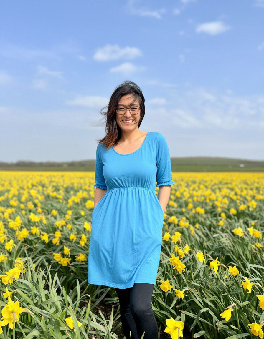 Blue Dress – Flattering Waist Fit with Pockets | Everyday Classi-1