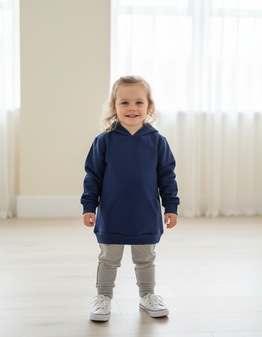 Stylish Kid Cotton Hoodie Dark Blue-0