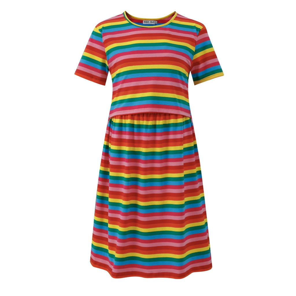 Rainbow Breastfeeding Skater Dress-3